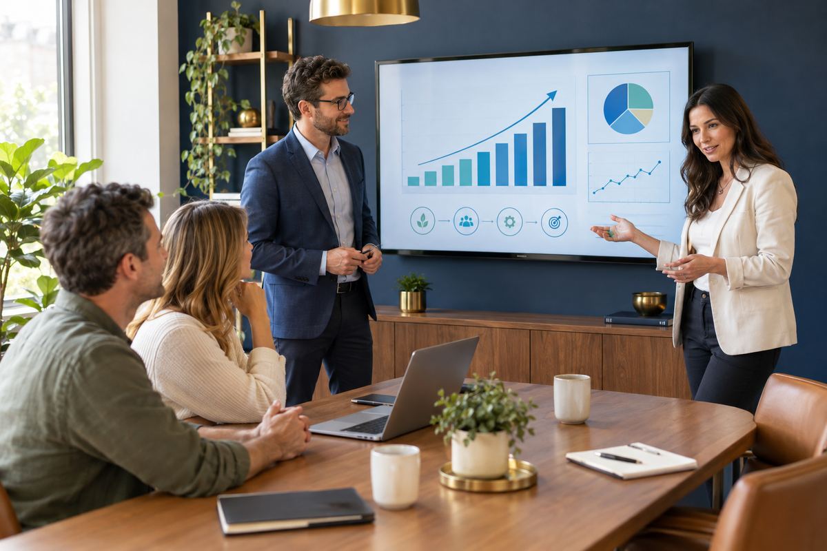 JMAP Group consultants presenting a growth plan to clients